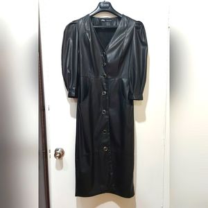 Black pu leather dress